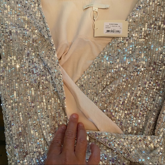 Host Pick! 🎉 NWT Maje Riviera Sequined Dress size 3 Small - Picture 6 of 16